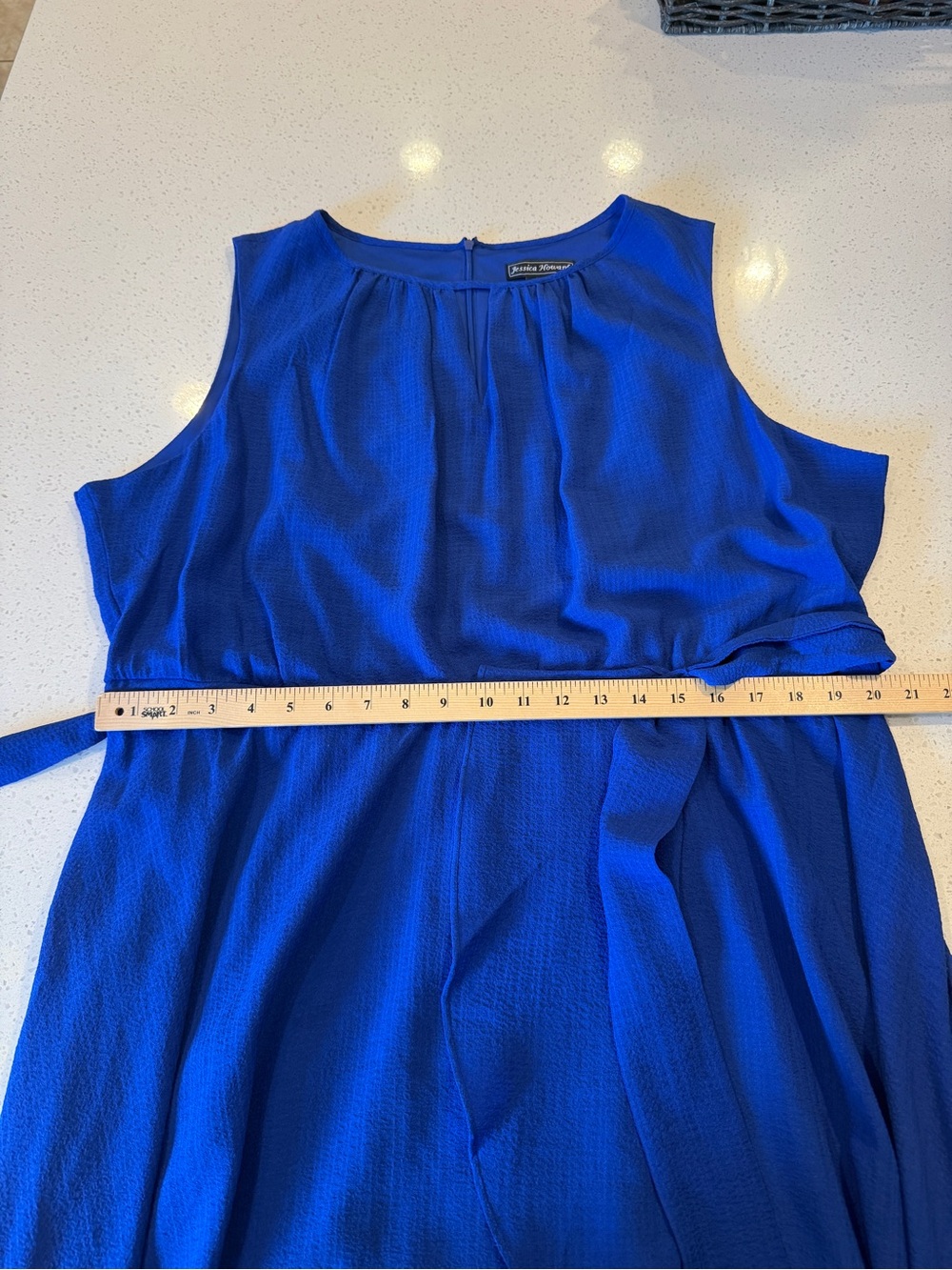 Jessica Howard Royal Blue Cascade Ruffle Tie Waist Sleeveless Dress Plus Size 20 - Picture 4 of 11
